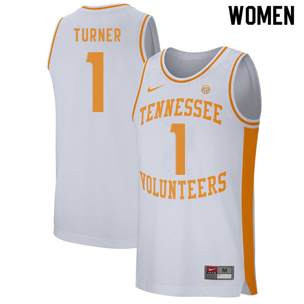 Women #1 Lamonte Turner Tennessee Volunteers College Basketball Jerseys Sale-White